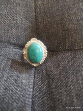 Large fancy size 6.75 - 926 Sterling Silver Ring large Turquoise stone