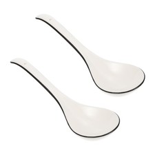 2 Pcs Ceramic Soup Spoon Long Handle Soup Spoon Porridge Kitchen Soup Ladle