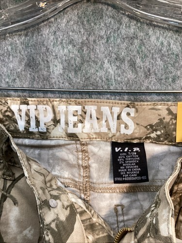 VIP Jeans Cargo Camo Camouflage Stretch Jogger Pants Belt Size 7/28 New y2k goth - Picture 5 of 8