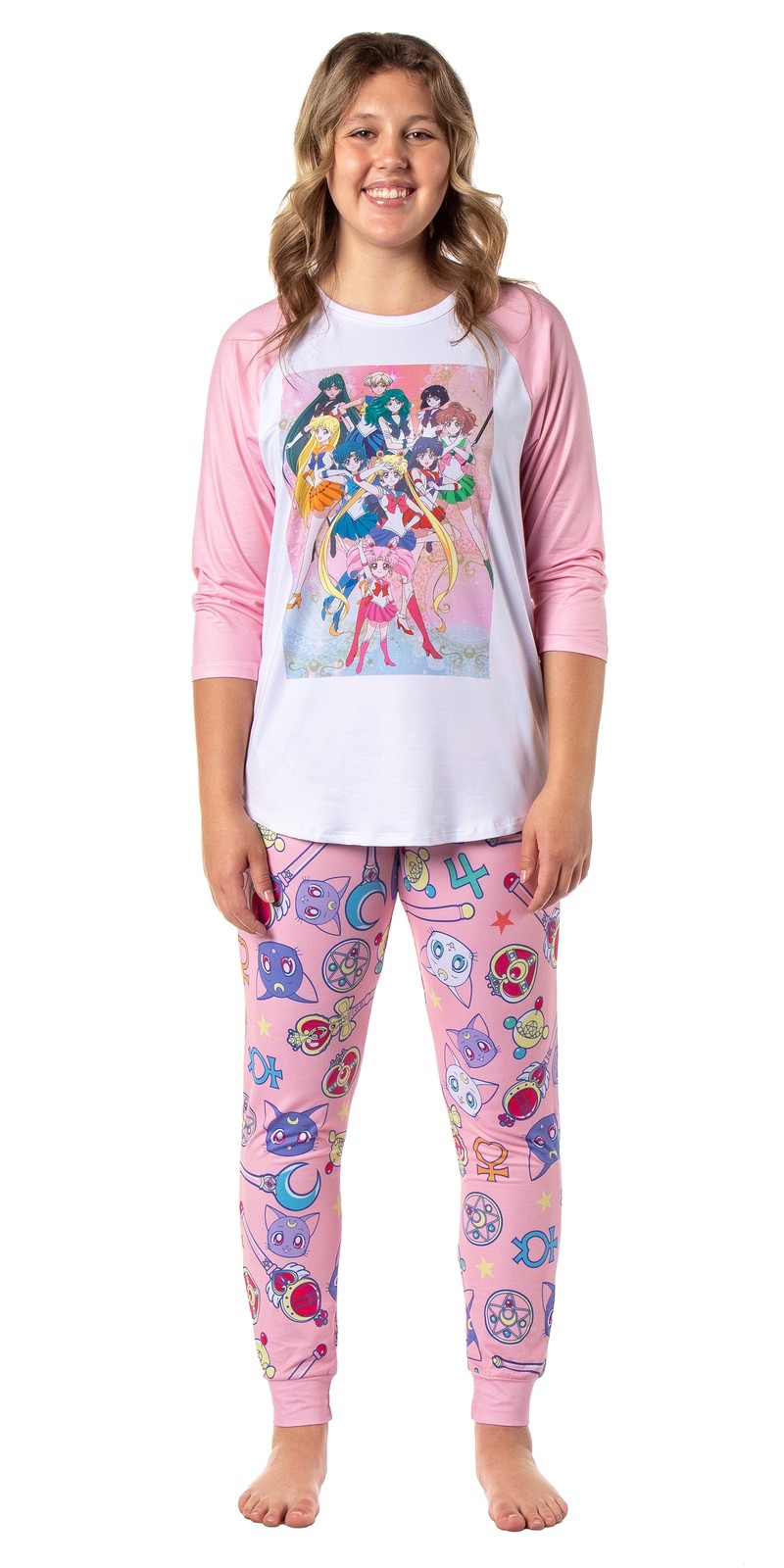 Conjunto de pijama para correr raglán póster de personaje de mujer Sailor Moon Merch