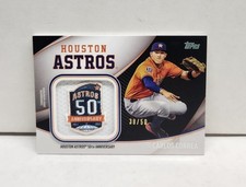 CARLOS CORREA 2020 Topps Jumbo Jersey Sleeve Patch GOLD ~ Astros #'d /50