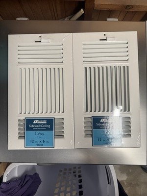 2 White Accord 12 x 6 Sidewall/ Ceiling 3 Way Air Vent Cover NEW!