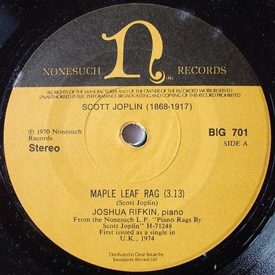 Joshua Rifkin - Maple Leaf Rag (7'')