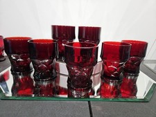 (7) Tumblers Glasses ruby red honeycomb georgian fenton Viking cambridge Mosser