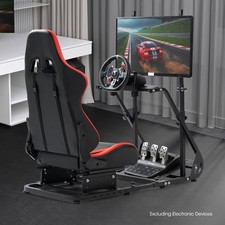 Mokapit Racing Simulator Cockpit with Monitor Stand Red Seat Fit for Logitech