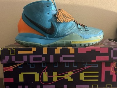 Nike Kyrie 6 Men's Basketball Mid Top Sneakers Blue/Orange Animal Print