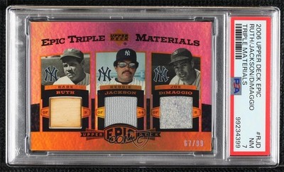 2006 Epic Triple Materials 67/99 Babe Ruth Joe DiMaggio Reggie Jackson HOF uk2
