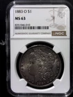 1883-O Silver Morgan Dollar NGC MS63