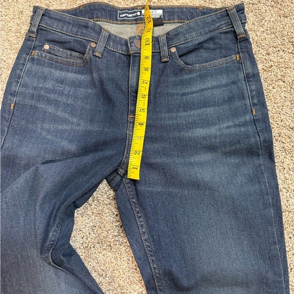 NWT Carhartt Womens Dark Blue Slim Fit Rugged Flex Straight Leg Jeans 12S Petite thumbnail 5
