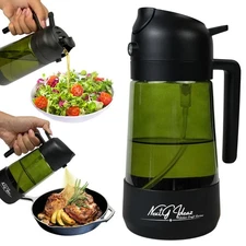 16oz Olive Oil Dispenser Glass Bottle 2 in 1 Sprayer Pourer for Kitchen Cooking