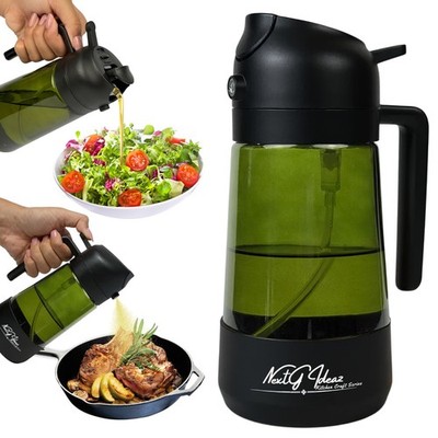16oz Olive Oil Dispenser Glass Bottle 2 in 1 Sprayer Pourer for Kitchen Cooking