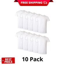 Hanes Men s White Crew T Shirt Undershirts 10 Pack Cotton Everyday Basic 2XL
