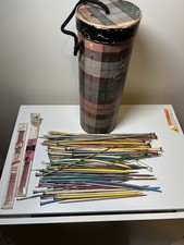 Vintage Large Lot 85 Of Knitting Needles Multiple Sizes, With Carrying Case