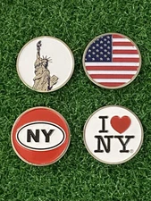 Statue of Liberty , New York  & American 🇺🇸 Flag Golf Balls Markers