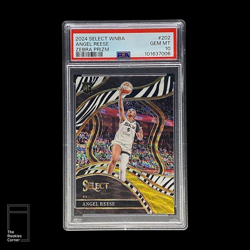 2024 Panini Select WNBA Angel Reese Zebra Prizm Courtside PSA 10