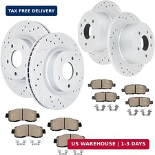 Front and Rear Drilled and Slotted Brake Rotors Ceramic Brake Pads Brake Kit Rep