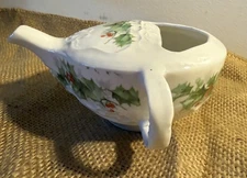 Antique Victorian Christmas Holly Berries Invalid Feeder One Handle & Spout