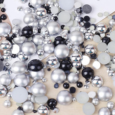 1100PCS Flatback Pearls and Rhinestone, Mixed Size 3Mm-10Mm AB Color Resin Rhine
