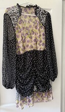 ASOS Floral Ditzy Dot Ruched Dress New NWT 14