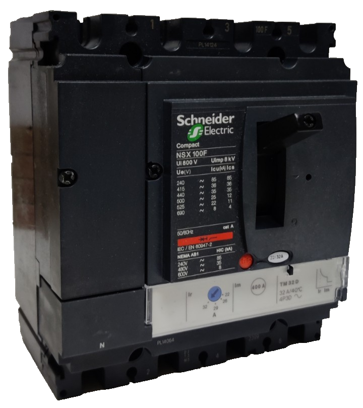 Schneider 32A LV429645 32Amp MCCB Triple Pole 4P Compact NSX 100F TM32D Breaker