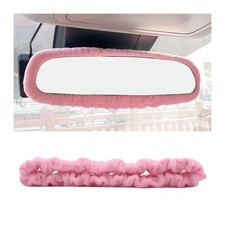 Car Rearview Mirror Cover, Auto Interior Elastic Comfortable Rear View Pink