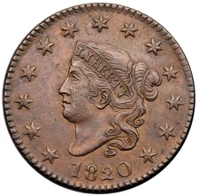 1820 N-11 R-2 Lg Date Matron or Coronet Head Large Cent Coin 1c