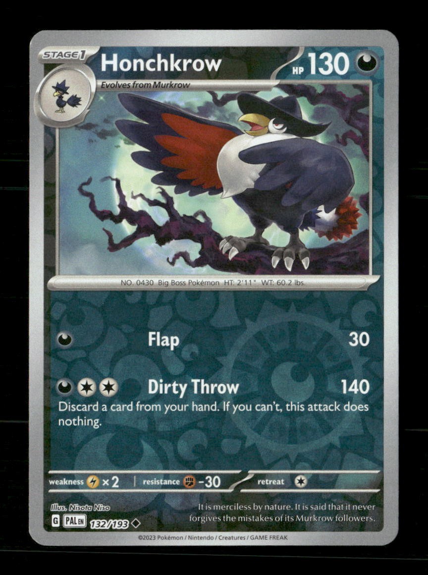 Honchkrow 132/193 Paldea Evolved Reverse Holo NM/M Pokemon