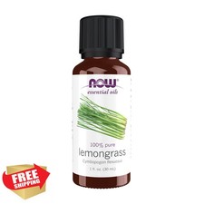 NOW Lemongrass Essential Oil 1oz Pure Vegan Aromatherapy Child Resistant Cap