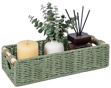Back Of Toilet Storage Basket For Organizing Cut Out Handle Woven Bin Tray