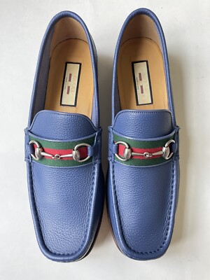 GUCCI Wislet Gold Horsebit Blue Leather Loafers 1953 Sz UK 7.5, US 8 $900 GUCCI Wislet Gold Horsebit Blue Leather Loafers 1953 Sz UK  main image 2