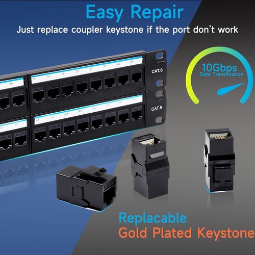 Smart 48 Port Cat6 Ethernet Patch Panel with Easy Pass-Through Installation - Picture 7 of 8