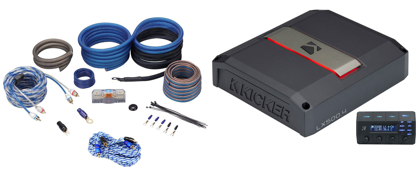 Kicker 51LX5004 4-канальный автомобильный аудиоусилитель класса D Комплект проводов усилителя LX5004