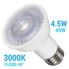 Satco S9386 4.5W 45W PAR16 LED Reflector 40° Medium E26 3000K Warm White 120V