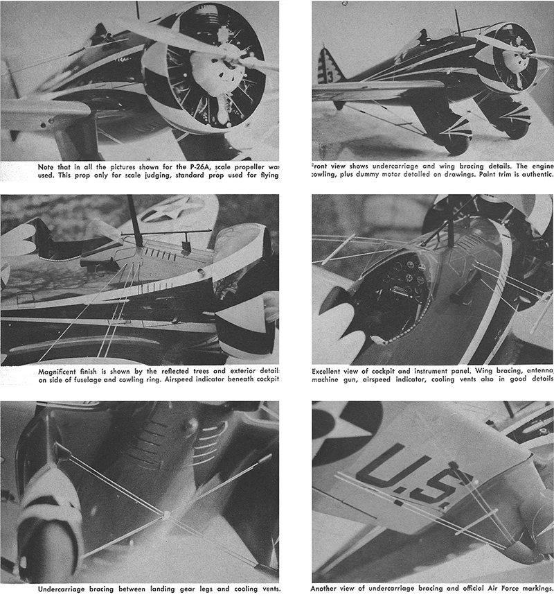 Model Airplane Plans (UC): Boeing P-26A 1/8 Scale 42" .49-.56 ('64 NATS Winner) - Image 2 of 3