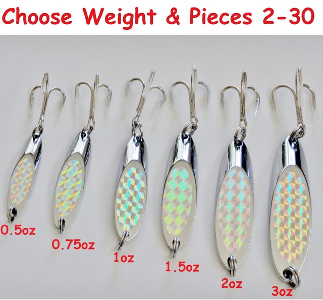 0.75oz Casting Kast Spoons 10 Pieces Chrome/Silver Saltwater Fishing