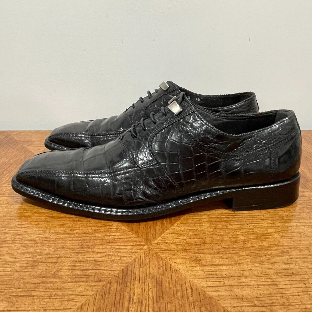 DAVID EDEN Crocodile Dress Shoes OXFORDS Black - Sz 11.5 Very nice! David Eden Unique Exotic Genuine Crocodile Leather Black  main image 4