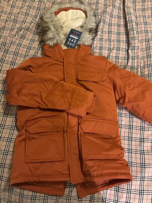 NWT Big Kids Abercrombie & Fitch Orange Ultra Parka Coat Fleece 
