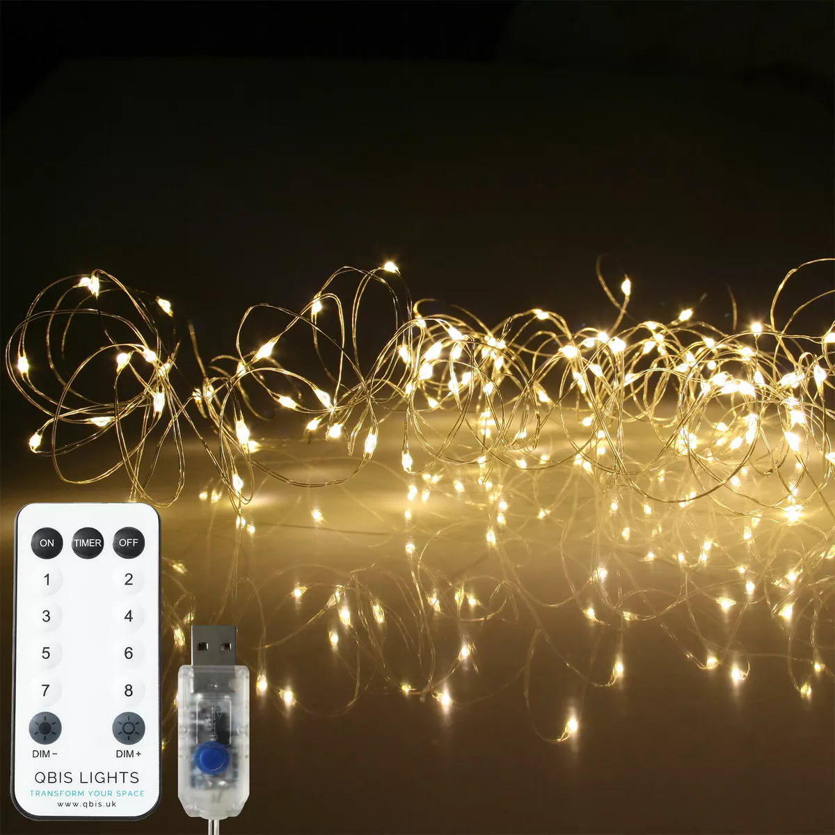 100 Lights on Thin Wire USB Fairy Lights Remote Control Multifunction Timer