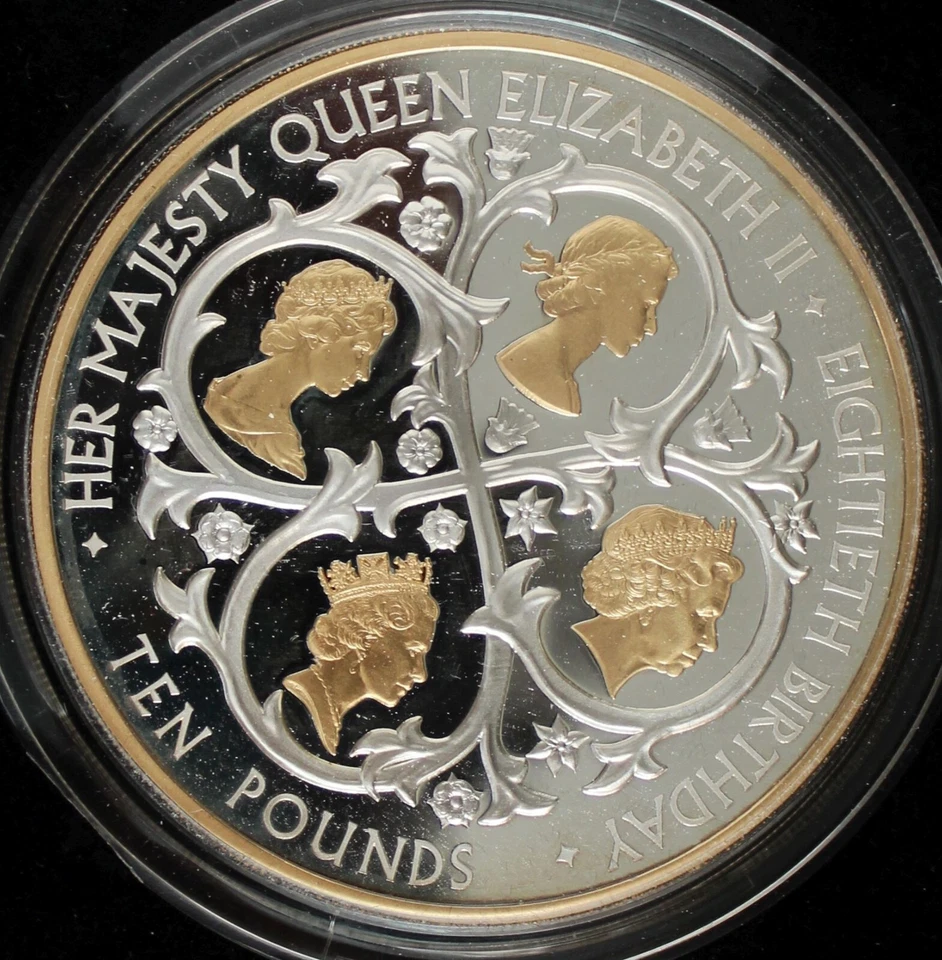 2006 Queen's 80th Birthday Alderney Gilded Silver 5 oz Proof £10 Coin Royal Mint - Image 2 of 4
