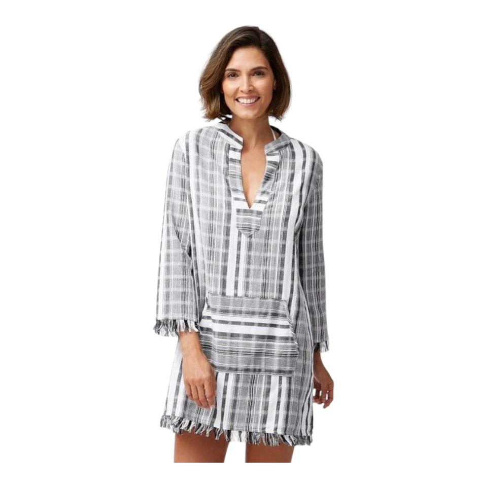 Tommy Bahama Yarn Dye Stripe V-neck Popover Tunic Beach Cover-up Women's Small - Image 2 of 4