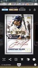 Topps Bunt 70 Years Of Baseball Red Signatures Christian Yelich DIGITAL CARD