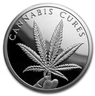 2 oz silver proof cannabis cures COA .999 pure fine BOX weeds pot silver shield!