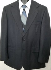 Bert Pulitzer Mens Sport Coat Size 42L Black Blue Pattern 2 Button Wool Blend