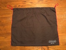 COACH Drawstring DUST Bag Brown with Red Trim Storage 16" X 13"