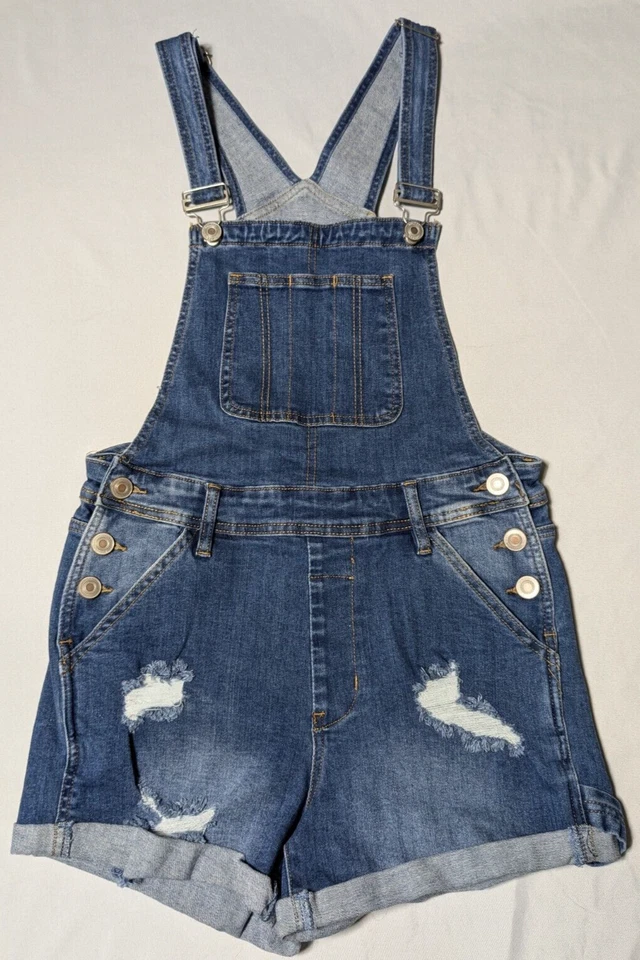 RUE 21 女式 10 码仿旧弹力牛仔蓝色牛仔裤 3 英寸短裤 — 第 4/4 张图片