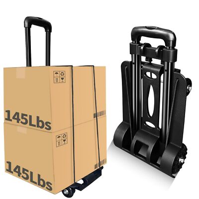 Folding Hand Truck- 290 Lbs Trolley Utility Cart Portable 4-Wheels Lightweigh...
