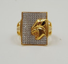 Gold Ring 22K CZ Lion Head Men Royal Look Fine Gold Jewelry Men Ring Solid Gold