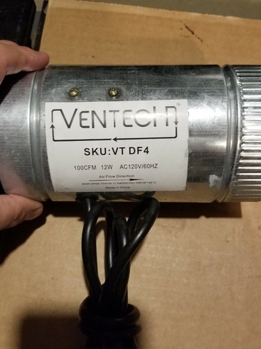 Ventilador de conductos amplificador en línea VT-DF-4 DF4 100 CFM, 4" REDONDO 12W 120VAC 60Hz - Imagen 2 de 4