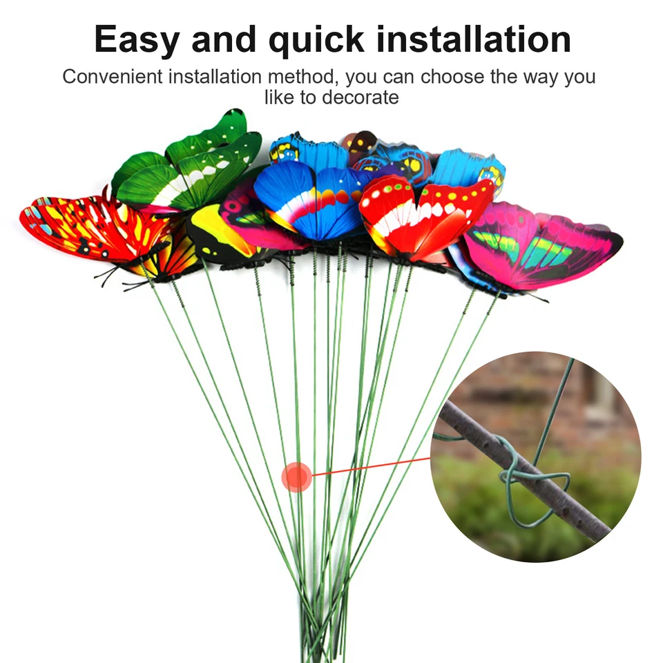 50x Garden Yard Butterfly Dragonfly Stakes Outdoor Planter Flower Bed Home Decor - Image 2 of 4