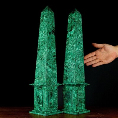 Egyptions Obelisk Monument, Malachite Obelisk Pair Set, Christmas Eve Sale Gift